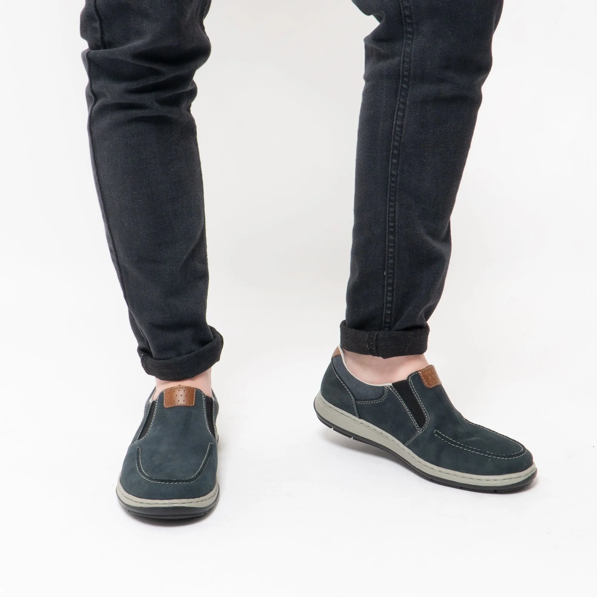 17360-15 Mens Leather Slip On Shoes Pacific
