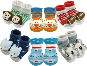 Bowbear Adorable Baby 6 Pair Non-Skid Bootie Socks