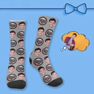 Custom Face Super Dad Medals Socks
