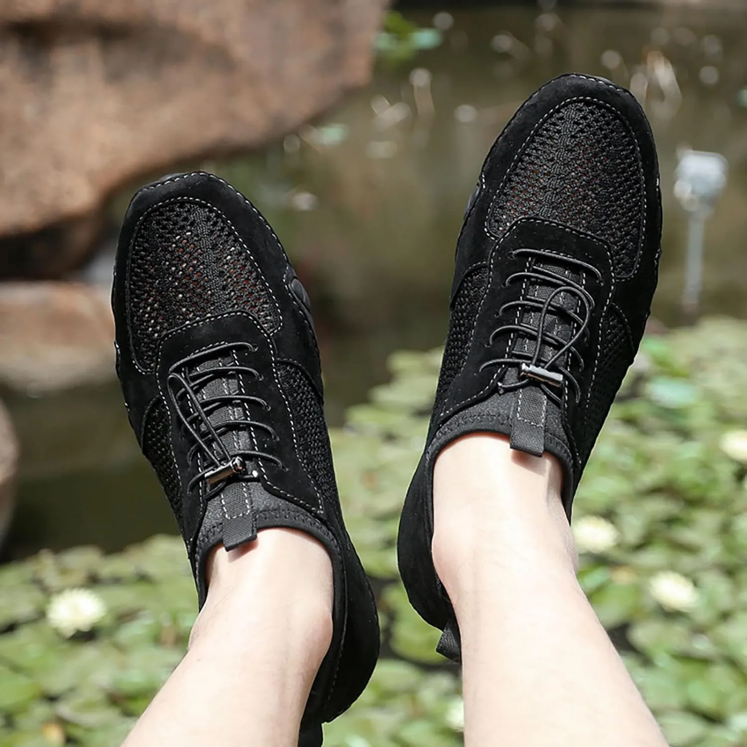 Men's Casual Sneakers Lightweight Comfortable Walking Shoes Adjustable Laces Versatile for Daily Wear Travel