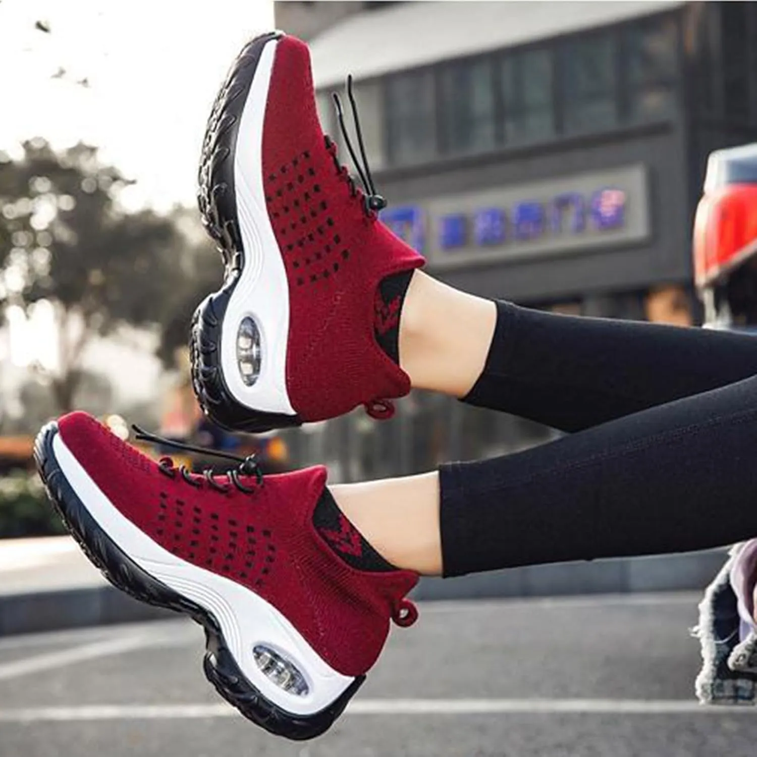 Orthopedic Sneakers for Women Men Comfortable Breathable Walking Shoes,Soft Damping Air Cushion Footwear Anti-Skid Waterproof Soles Sneakers,Elastic Strap Running Shoes Unisex with Arch Support